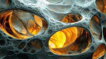 Abstract 3D Render of a Glowing, Cellular, Interconnected Structure photo
