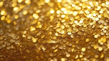 Close-up Abstract of Shimmering Golden Glitter and Sequins photo