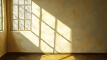 Sunlight Streaming Through a Window Casting Shadows on a Wall photo