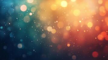Abstract Background with Bokeh Lights and a Gradient of Teal, Orange, and Red photo