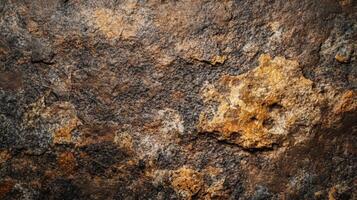 Close-up Texture of Rough, Weathered Stone with Orange and Black Tones photo