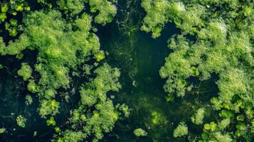 Green Algae Growing on the Surface of a Pond photo