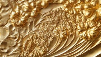 Close-Up of Gold-Leaf Embossed Floral Pattern photo