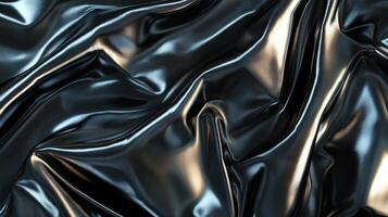 Abstract Draped Shiny Black Fabric Texture photo