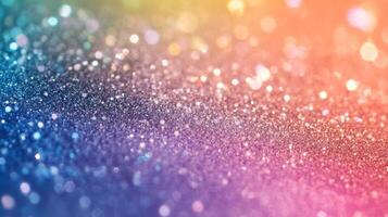 Abstract Glitter Background with Rainbow Gradient and Bokeh Lights photo