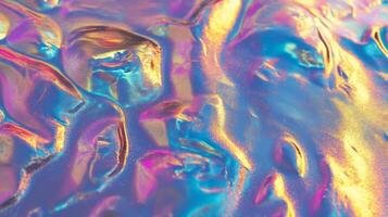 Abstract iridescent texture with flowing, swirly patterns and a glitter effect. photo