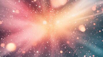 Abstract Background with Radiating Light and Glittering Particles photo