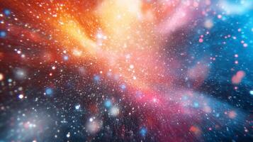 Abstract Cosmic Background with Multicolored Glimmering Lights photo