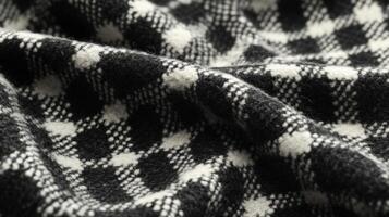 Close-up of Black and White Checkered Fabric with Soft Texture photo