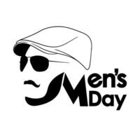 Typography design of men's day with line art of a men using painter hat or gangster hat with glasses vector