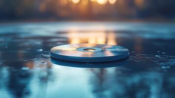 Cd case mockup clean reflective surface with soft light ideal for music album artwork displays photo