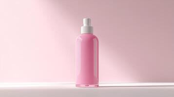 Cosmetic Bottle Mockup Matte Finish on a White Background Perfect for Showcasing Skincare Product Branding Minimalist Packaging Designs and Beauty Industry Concepts photo