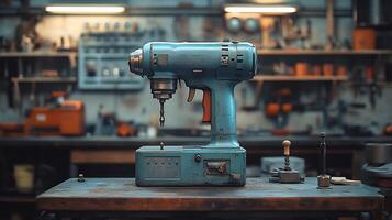 Drill Machine Mockup Workbench Ideal for Tool Branding and DIY Product Displays photo