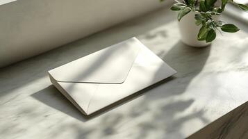 Minimal Envelope Mockup Smooth Surface Ideal for Letterhead Stationery and Branding Showcase photo