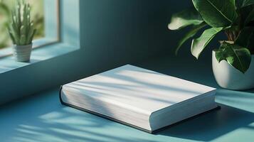 Hardcover book mockup clean simple background ideal for presenting book cover designs photo