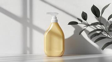Laundry Detergent Mockup Bright White Background with Sharp Shadows for Household Branding photo