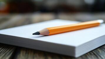 Pencil Mockup Resting Notepad with Gentle Light Perfect for Stationery and Writing Product Displays photo