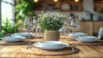 Table Placemat Mockup WellSet Dining Table Perfect for Home Accessories and Tableware Branding photo