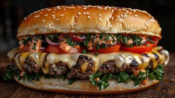 Dubai luxury desert burger cut out on an isolated simple minimalist background photo
