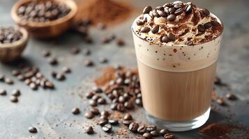 Rich and indulgent mocha cut out on an isolated simple minimalist background photo