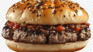 Shanghai soup dumpling burger cut out on an isolated simple minimalist background photo