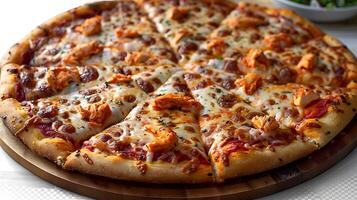 Buffalo chicken pizza cut out on an isolated simple minimalist background photo