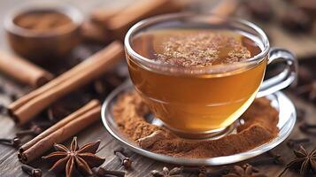 Spicy Cup of Cinnamon Tea warming cup of cinnamon tea perfect for chilly days beautifully set against a minimalist background photo