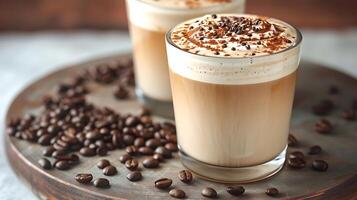 Spicy Aromatic Chai Latte A warming chai latte infused with spices lightly sprinkled with coffee beans for an aromatic twist photo