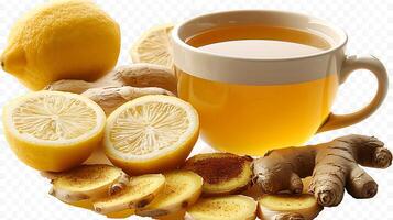 Soothing Cup of Ginger Lemon Tea calming cup of ginger lemon tea perfect for soothing your senses captured beautifully in a simple environment photo
