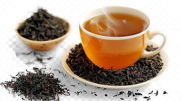 Robust Cup of Lapsang Souchong Tea bold cup of lapsang souchong tea known for its smoky flavor showcased elegantly in a minimalist setting photo
