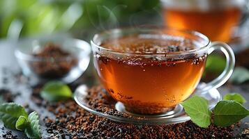 Soothing cup of rooibos tea cut out on an isolated simple minimalist background photo