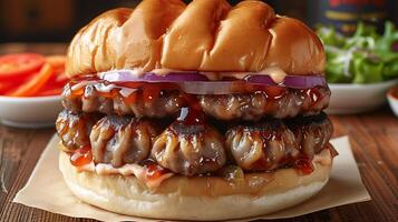 Shanghai soup dumpling burger cut out on an isolated simple minimalist background photo