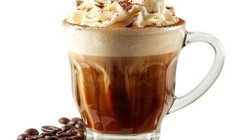 Rich and creamy Irish coffee cut out on an isolated simple minimalist background photo