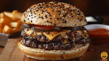 Dubai luxury desert burger cut out on an isolated simple minimalist background photo
