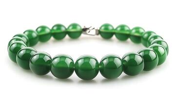 Classic jade bracelet with rich green stones set in a traditional design symbolizing purity and tranquility photo