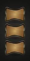 Set of three Luxury special shapes in Black and gold buttons design with premium gradient color, a group of three metallic sheen at the center. , illustration vector
