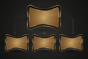 Chart of Luxury special shapes in Black and gold buttons design with premium gradient color, a group of metallic sheen at the center. , illustration vector