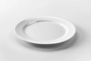 3D render of an advertising blank white plate, white background photo