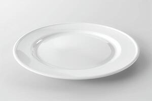 3D render of a white blank advertising plate on a white backdrop photo
