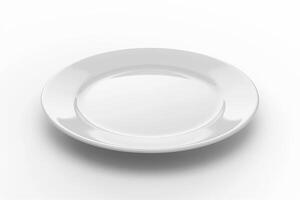 3D render of a blank white plate for advertising on a white background photo