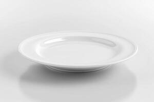 3D render of a blank advertising white plate on a white background photo