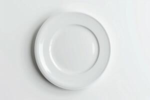 White blank advertising plate, 3D render, white background photo