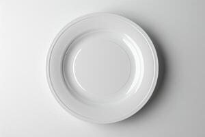 3D render of a blank advertising white plate on a white background photo
