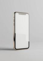 Premium realistic smartphone mockup with a blank screen, high-quality 3D render for showcases photo
