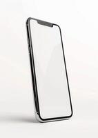 3D render of a blank screen smartphone mockup, perfect for displaying brand and website designs photo
