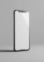 High-quality 3D rendered smartphone mockup with a blank screen, great for website showcases photo