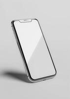 3D render of a blank screen smartphone mockup, ideal for displaying brand designs, high-quality and realistic photo