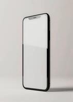 3D render of a blank screen smartphone mockup, perfect for displaying brand and website designs photo