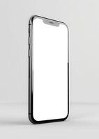 Premium blank screen smartphone mockup in a realistic 3D render, perfect for apps and brand designs photo