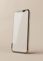 Showcase your designs with a realistic high-quality smartphone mockup, 3D rendered blank screen photo